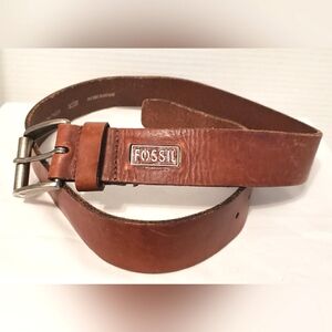 Fossil Brown Leather Belt 34" Classic Men's Genuine Vintage Casual Western
